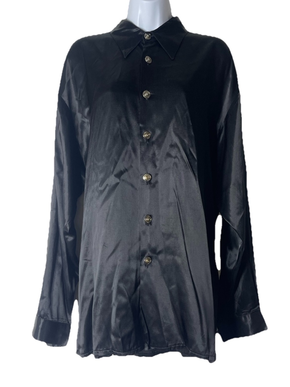 VTG 70s/80s James Lord Black Satin Button-Down Shirt – Medium | Unisex
